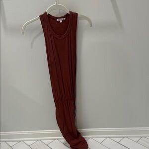 Sundry Brown Ribbed Sleeveless Midi Sundress